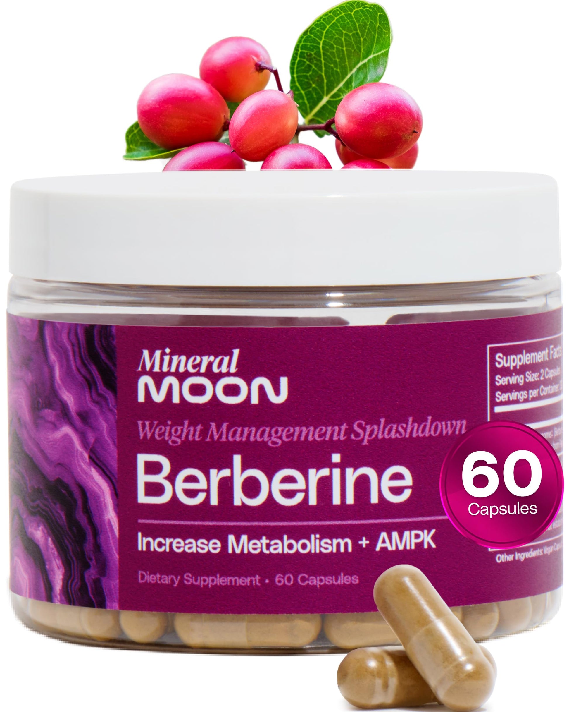 Mineral Moon Premium Berberine Supplement Body Composition, 60 Capsules - with Cissus Quadrangularis & Berberine Phytosome - Supports Overall Wellness Mineral MoonAu supplements