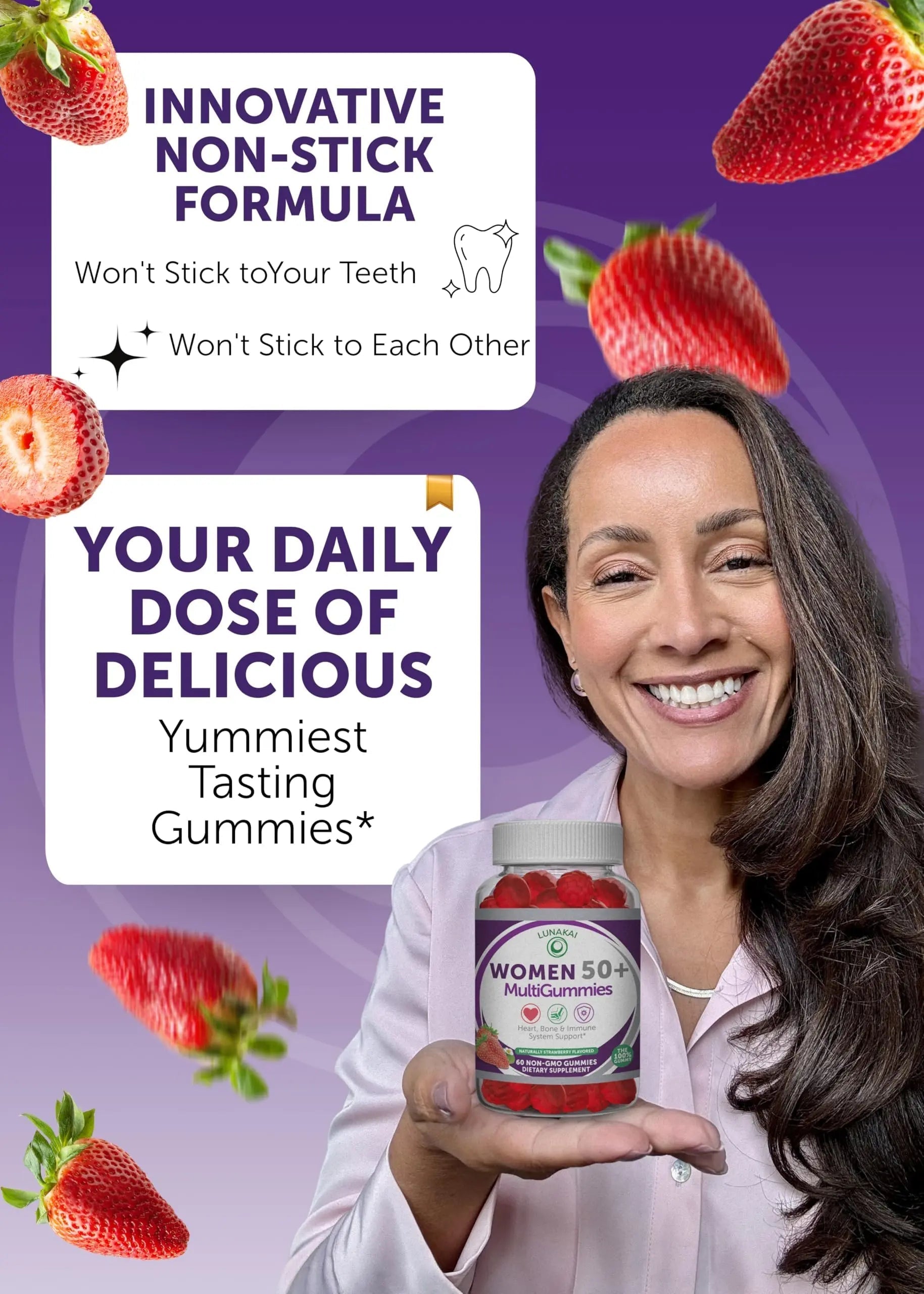 Lunakai USA Made 50 Plus Women's Multivitamin Gummies - Delicious Formula Enhanced with Essential Vitamins LunakaiAu supplements