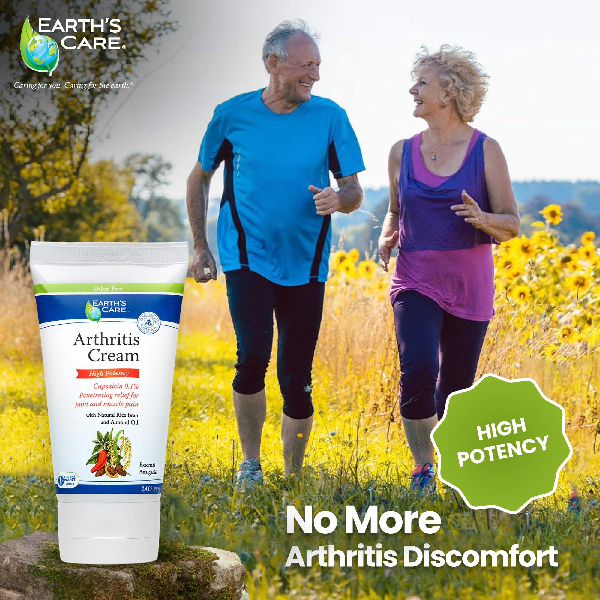 Earth's Care Arthritis Cream - Joint Cream with Natural Capsaicin - Topical Analgesic 2.4 OZ (Pack of 2) Earth's CareAu supplements