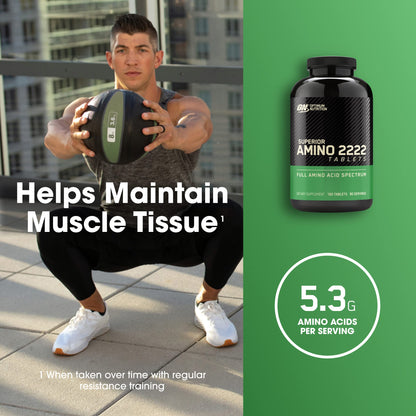 Optimum Nutrition Superior Amino 2222 Tablets, Complete Essential Amino Acids, EAAs Optimum NutritionUS supplements