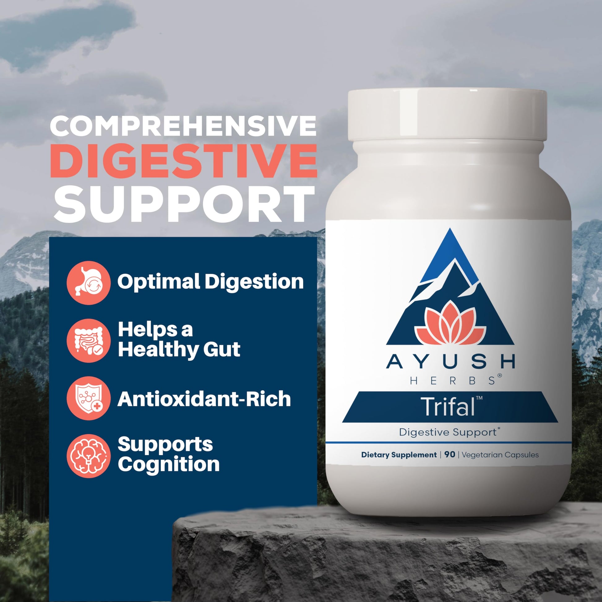 Ayush Herbs Trifal Digestive Support with Amla - Triphala Supplement for Women & Men, Promotes Balanced Digestion, Antioxidant Rich, Made with Organic Ingredients - 90 Vegetarian Capsules (1 Count) Ayush HerbsAu supplements