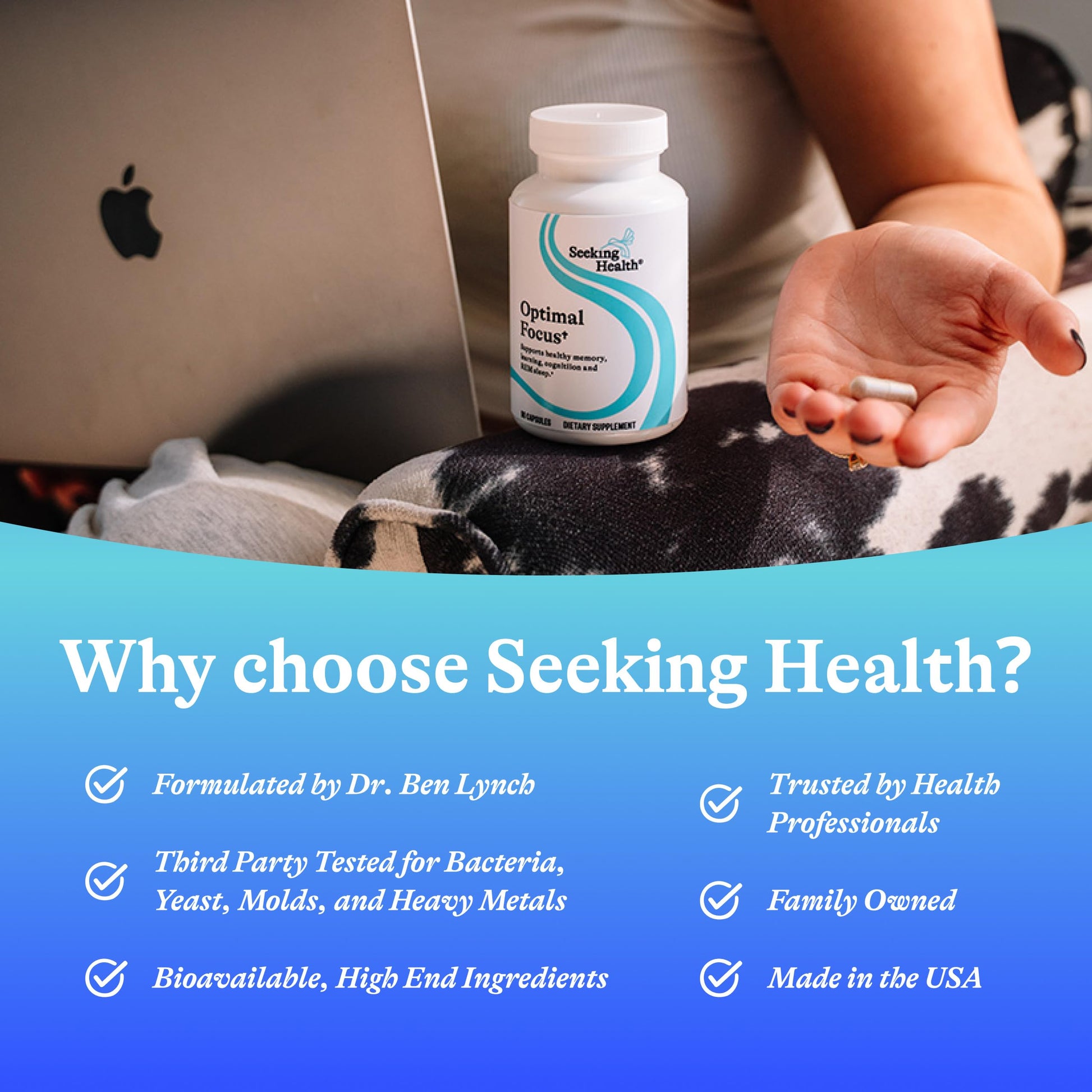 Seeking Health Optimal Focus, Stimulant-Free and Caffeine-Free Nootropic Support for Memory and Focus, with Choline, DHA from Algae, American Ginseng, Vegan and Vegetarian (60 Capsules) Seeking HealthAu supplements