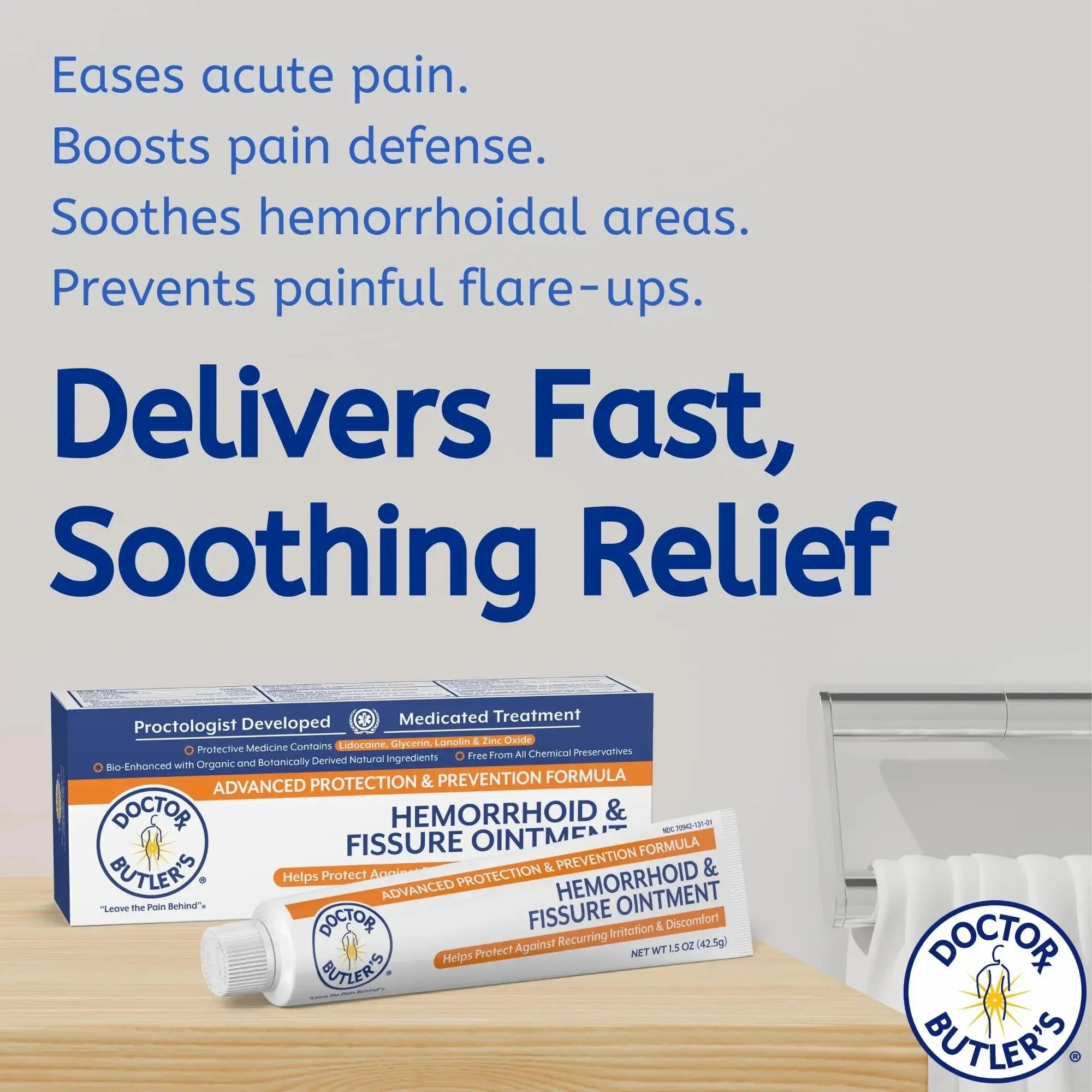 Doctor Butler's Advanced Hemorrhoid & Fissure Ointment – Lidocaine Hemorrhoid Treatment and Fissure Treatment Extra Strength Formula, Heals and Provides Fast Pain and Itch Relief* (1.5 oz.) Doctor Butler'sAu supplements