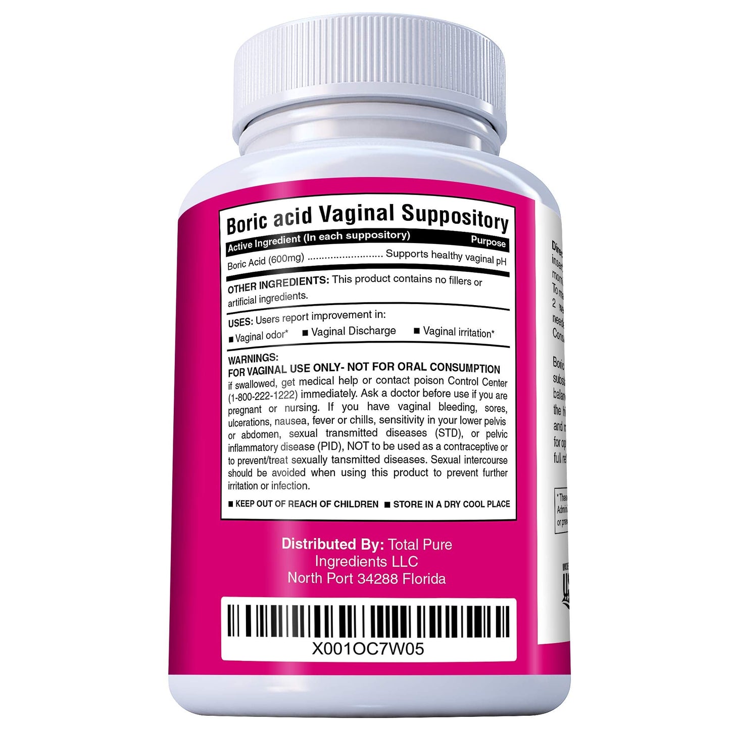 PURE PLANT HOME Boric Acid Suppositories Nature's Harmony 30 Count 600 mg 100% Pure Made in USA Nature's HarmonyUS supplements
