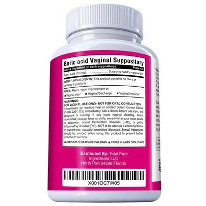 PURE PLANT HOME Boric Acid Suppositories Nature's Harmony 30 Count 600 mg 100% Pure Made in USA Nature's HarmonyUS supplements