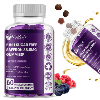 Premium Saffron Extract 88.5mg** Gummy - Appetite Control, Eye Support, Boost Energy Ceres NatureUS supplements