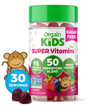 Orgain Kids Sugar Free Multivitamin Gummies, Vegan & Plant Based, 50 Superfoods, 15 Vitamins and Minerals, Immune Support and 3g of Fiber OrgainAu supplements