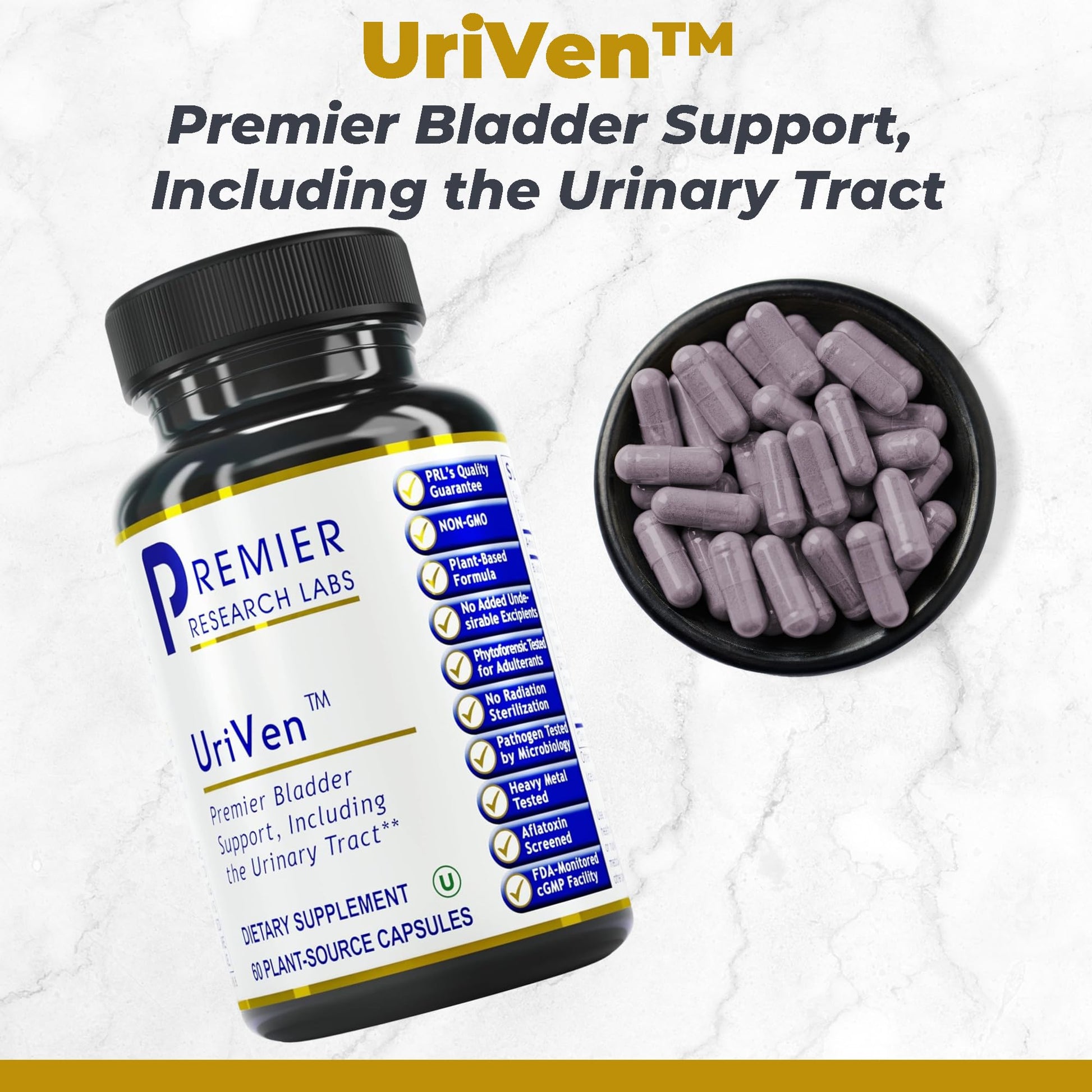 Premier Research Labs UriVen - Bladder Health Support for Women & Men, Cranberry Extract & Marshmallow Root, Urinary Relief, Bladder Relief, Bladder Control Supplement - 60 Vegetarian Capsules Premier Research LabsAu supplements