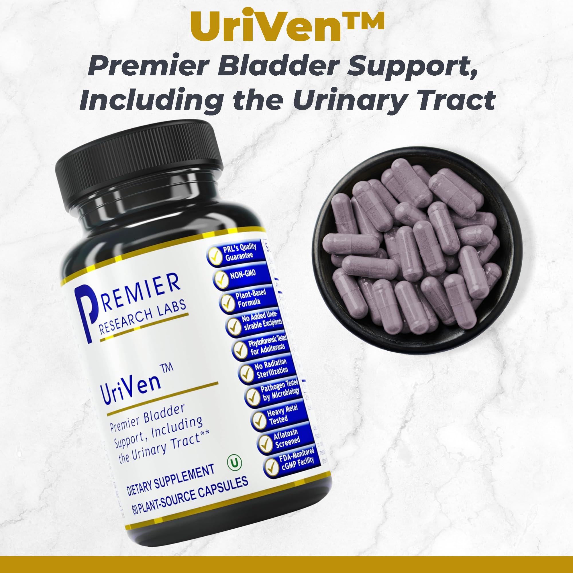 Premier Research Labs UriVen - Bladder Health Support for Women & Men, Cranberry Extract & Marshmallow Root, Urinary Relief, Bladder Relief, Bladder Control Supplement - 60 Vegetarian Capsules Premier Research LabsAu supplements