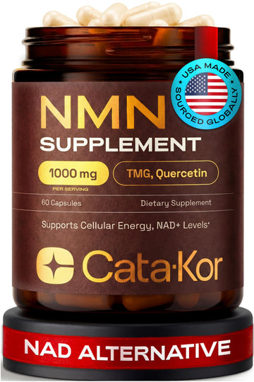 Cata-Kor NMN Supplement – 4-in-1 NAD Supplement with Quercetin | TMG | Resveratrol – NMNH Alternative – Supports Cellular Energy & NAD+ Levels – 60 Capsules – Third-Party Tested (1 Pack) Cata-KorAu supplements