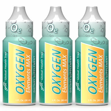 GHT Oxygen Elements Max Liquid Oxygen Drops in 1 Ounce Bottle, Portable Supplement - Bolster Endurance and Stamina, Cleanse Cells (3 Pack) ght Global Health TraxAu supplements