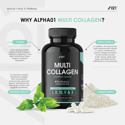 Multi Collagen Capsules - 120 Capsules - Types I, II, III, V & X - Wild Caught Fish, Grass Fed Bovine, Eggshell Revive NaturalsUS supplements