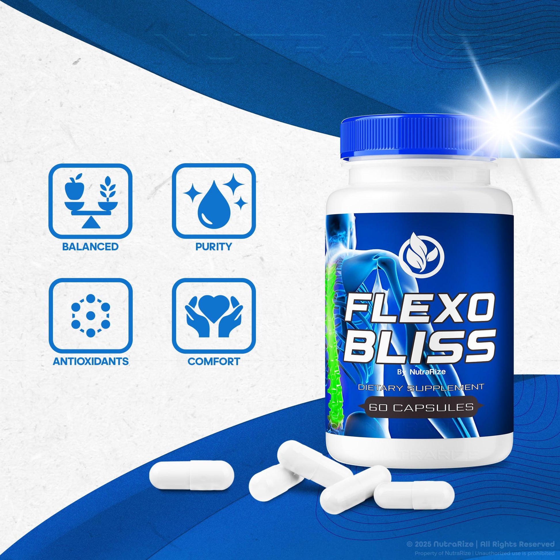 NutraRize Flexo Bliss, FlexoBliss Joint Health Support, All-Natural Supplement to Support Flexibility and Full Range of Motion, Official Flexo Bliss Reviews (60 Capsules) NutraRizeAu supplements