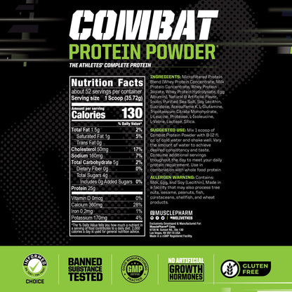 MusclePharm Combat Protein Powder, Banana Cream - 4 lb - Gluten Free - 52 Servings Muscle PharmUS supplements