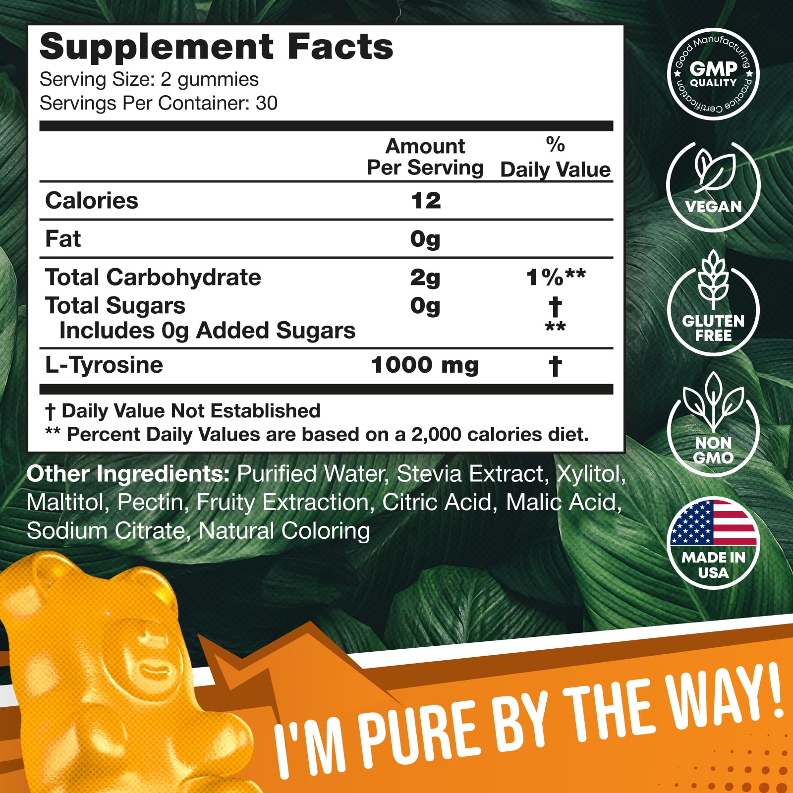 2 Pack - JOYLI L-Tyrosine Gummies 1000MG – Sugar-Free Vegan Focus Supplement & Mood Support for Kids & Adults – 500mg Per Gummy – Sleep Gummies for Memory, Energy & Wellness – 60 Pcs per Pack JOYLI NutritionUS supplements