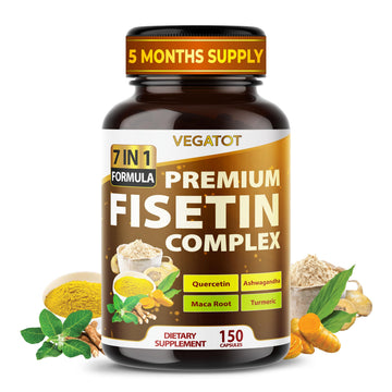 VEGATOT Organic Fisetin Complex 7-in-1 Formula | with Quercetin, Resveratrol, Ashwagandha, Maca Root, Turmeric, Black Pepper | 150 Capsules | Non-GMO, Gluten-Free VEGATOTAu supplements
