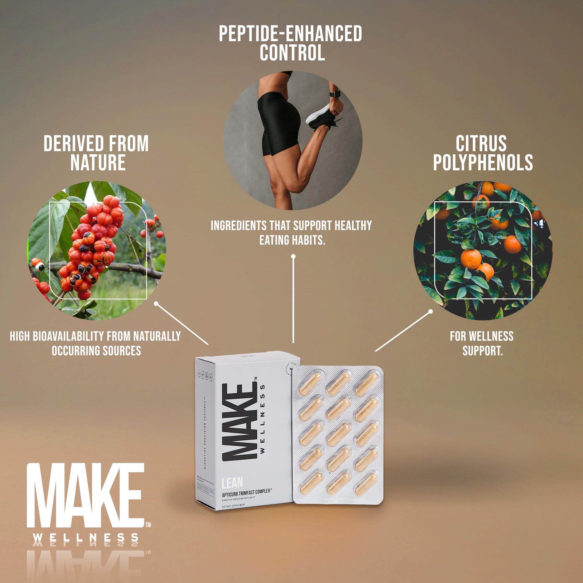 Make Wellness Lean Peptide Supplement | Supports Overall Wellness, Normal Muscle Health & Active Lifestyles | Bioactive Peptide Blend | Clean, Non-GMO Formula | 30 Servings for Daily Nutrition Make WellnessAu supplements