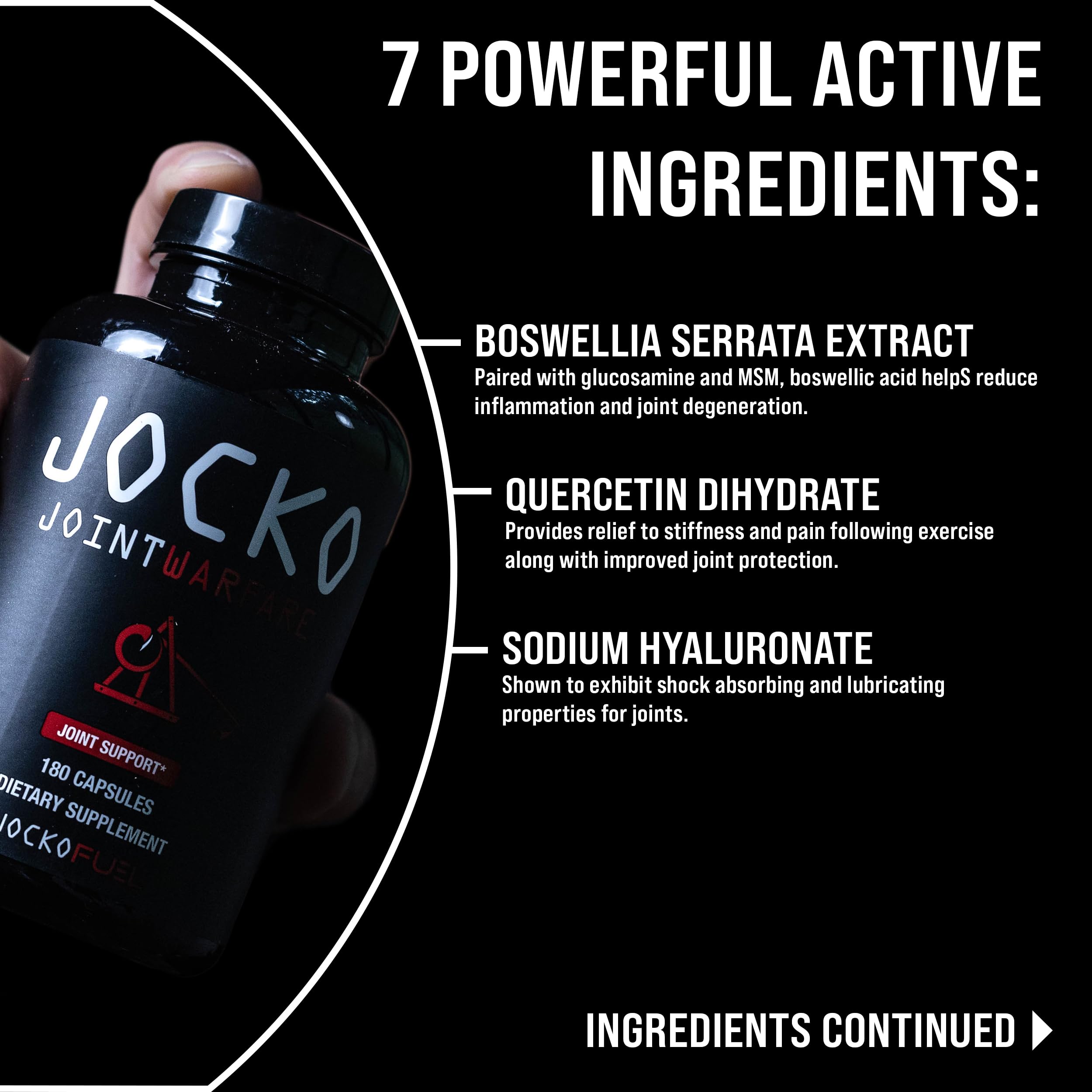 Jocko Fuel Joint Support Supplement - Glucosamine MSM for Joint Pain, Mobility, & Flexibility w/Turmeric & Boswellia (180 Capsules) Jocko FuelAu supplements