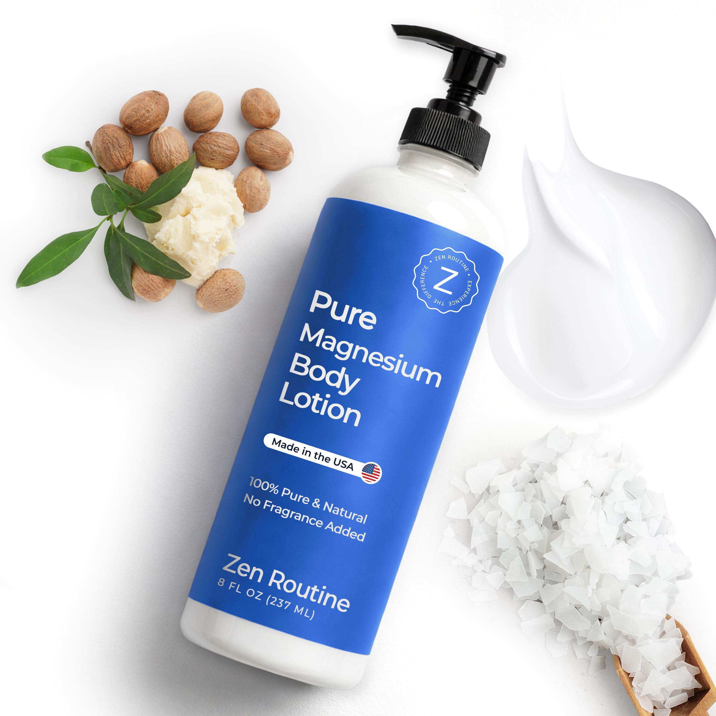 Zen Routine Magnesium Lotion for Sleep, Leg Cramps & Muscle Soreness with Shea Butter | Award-Winning Cream For Sleep – Safe for Kids – Unscented, Non-Greasy, Ultra Soothing – Made in USA Zen RoutineAu supplements