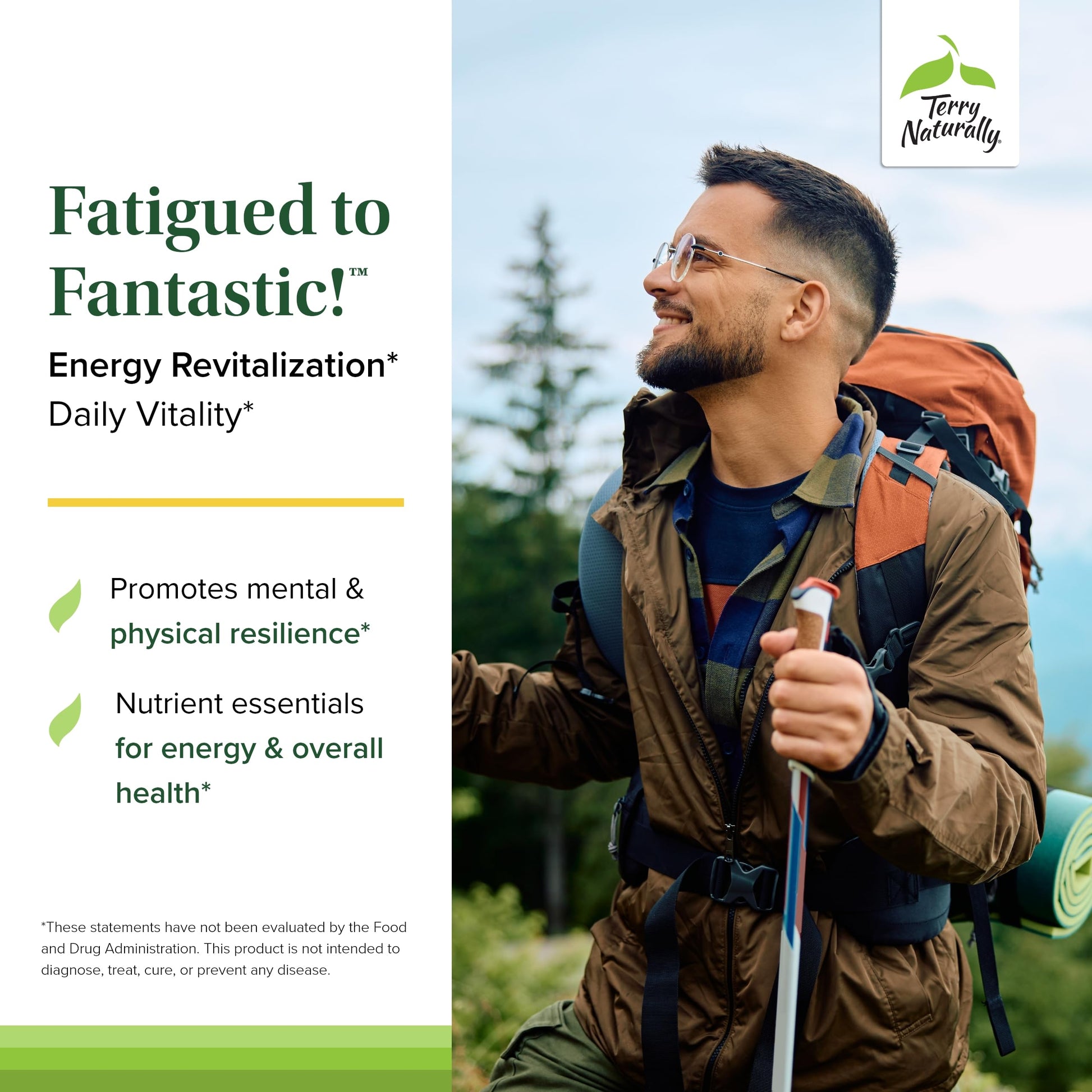 Terry Naturally Fatigued to Fantastic Energy Revitalization - Drink Mix for Energy with L-Tyrosine, Vitamins A, D3, E & B - Supports Heart Health - 7.6 oz (30 Servings) Terry NaturallyAu supplements