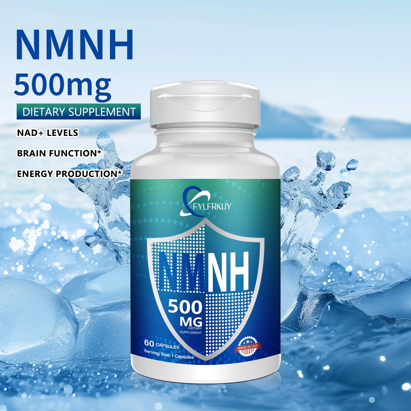 FYLFRKUY New NMNH 500mg Per Serving (Dihydronicotinamide Mononucleotide), NAD 𝐒𝐮𝐩𝐩𝐥𝐞𝐦𝐞𝐧𝐭𝐬 Pure Organic, More Effective Than NMN for Anti-Aging, Energy, Immunity, Focus - 60 Count FYLFRKUYAu supplements
