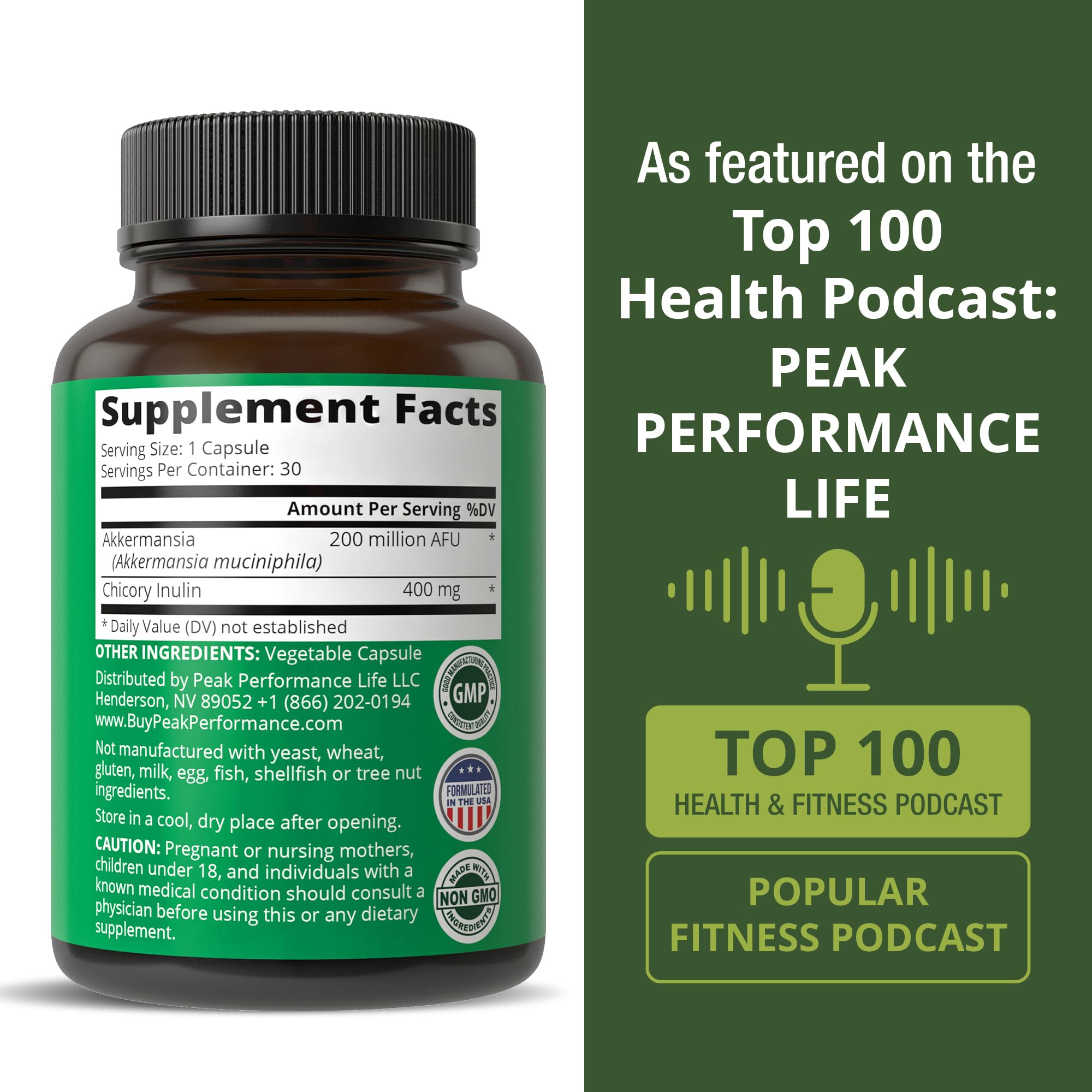 Akkermansia Probiotic to Increase GLP-1 Production. Ultra High Strength Akkermansia Muciniphila Live Strain with Prebiotic Fiber for Gut Health & Microbiome Balance. Delayed Release, 3rd Party Tested Peak PerformanceAu supplements