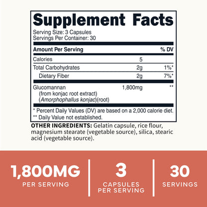 Type Zero Clean Glucomannan Konjac Root Extract (90 Capsules)(1,800 MG Per Serving) - 30 Servings, Non-GMO, Gluten Free Type ZeroUS supplements