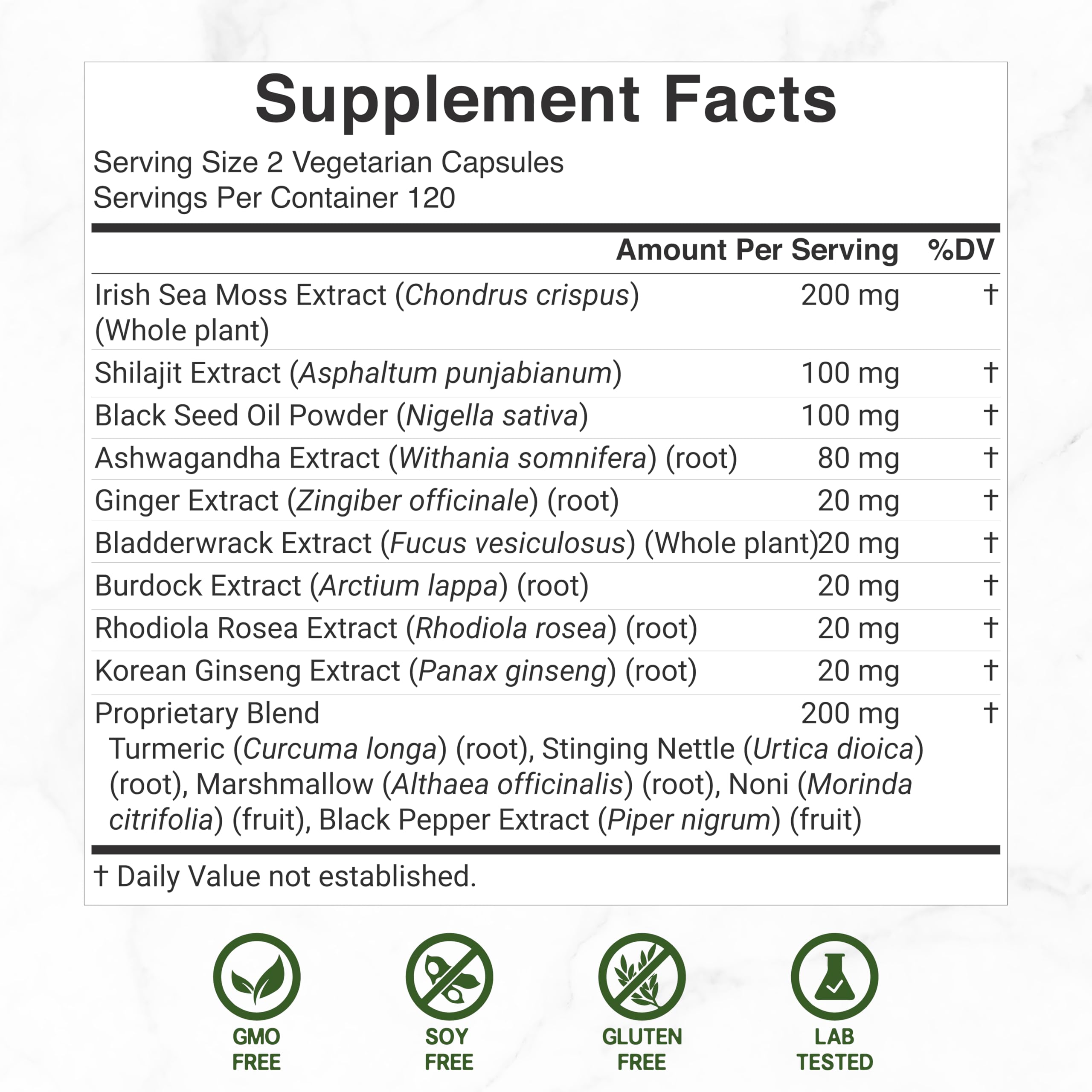 DEAL SUPPLEMENT Irish Sea Moss 240 Veggie Capsules – 14 Superfood Complex with Black Seed Oil, Ashwagandha, & Ginger DEAL SUPPLEMENTAu supplements