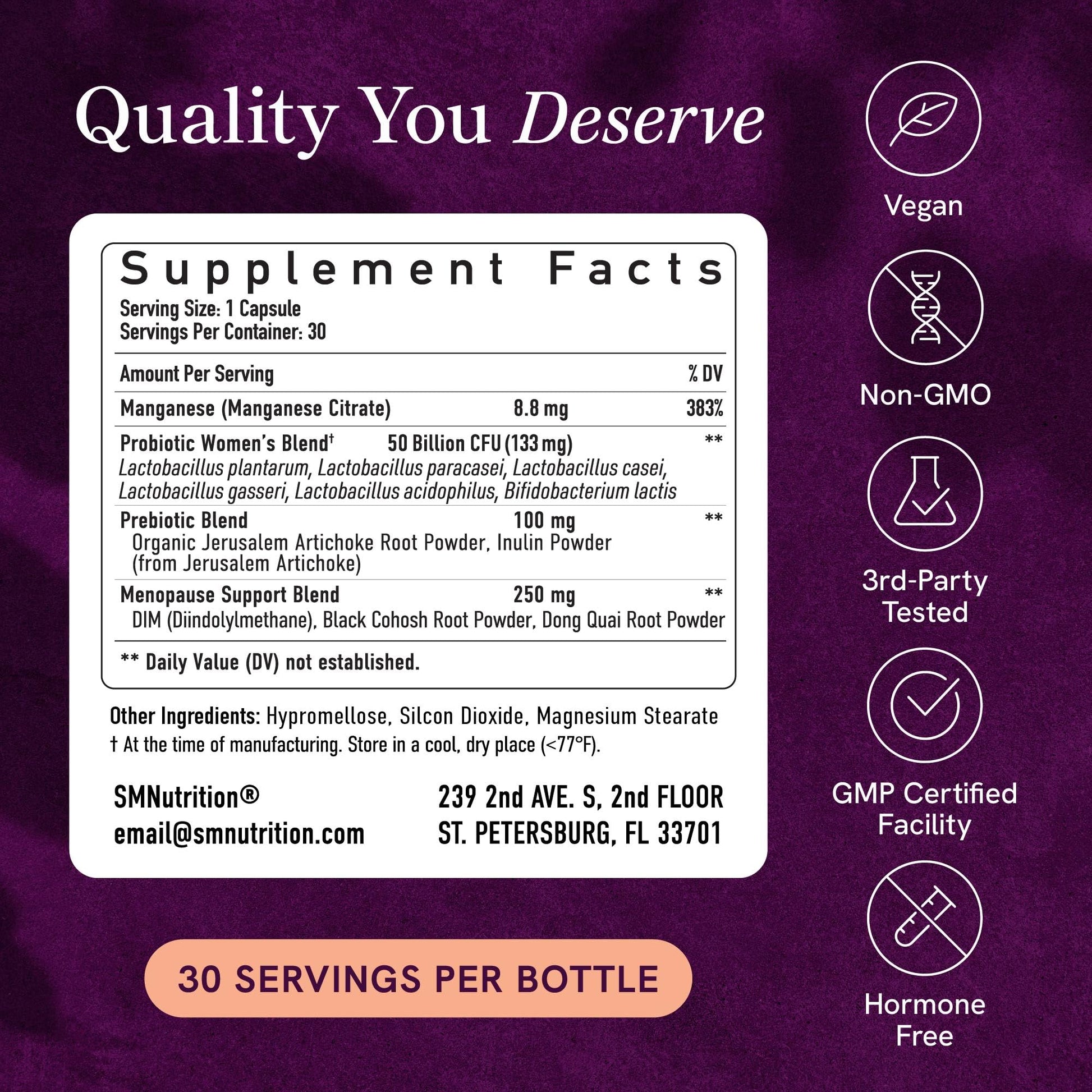 Menopause Support with Prebiotics and Probiotics for Women | Hormone Balance, Hot Flashes & Night Sweats | 50 Billion CFU, DIM & Black Cohosh | Triple Action Menopause Supplements for Women | 30 Ct SMNutritionAu supplements