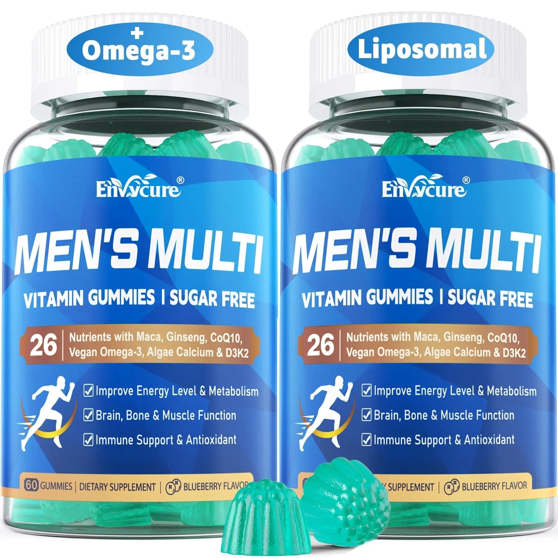 Methylated Multivitamin for Men Gummies, Vegan Omega 3, CoQ10, Zinc, Vitamin A C D3 K2 E B Complex, Calcium, Magnesium, Lycopene EnvyCureAu supplements