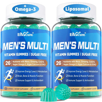 Methylated Multivitamin for Men Gummies, Vegan Omega 3, CoQ10, Zinc, Vitamin A C D3 K2 E B Complex, Calcium, Magnesium, Lycopene EnvyCureAu supplements