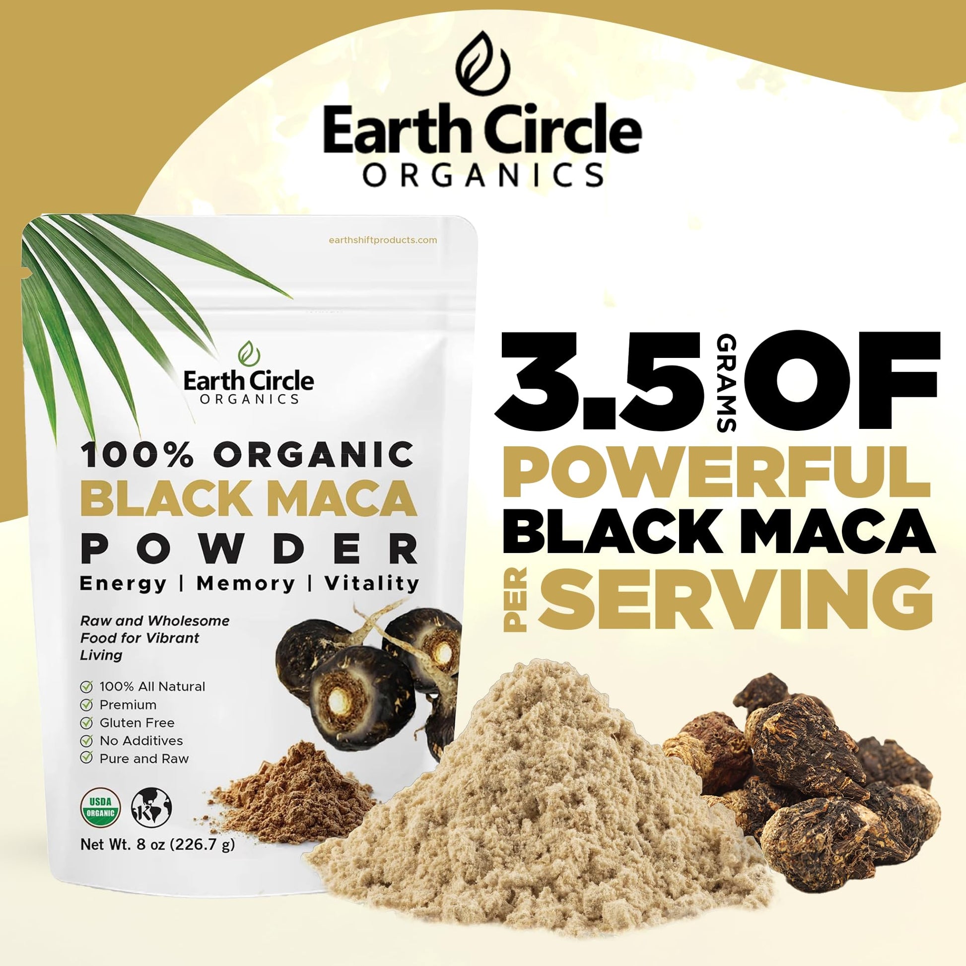 Organic Black Maca Peruvian Root Powder | Black Maca Root for Men | Natural Supplement | Essential Vitamins, Minerals & Fatty Acids Improved Energy | Immune Support (8oz, Pack of 1) Earth Circle OrganicsAu supplements