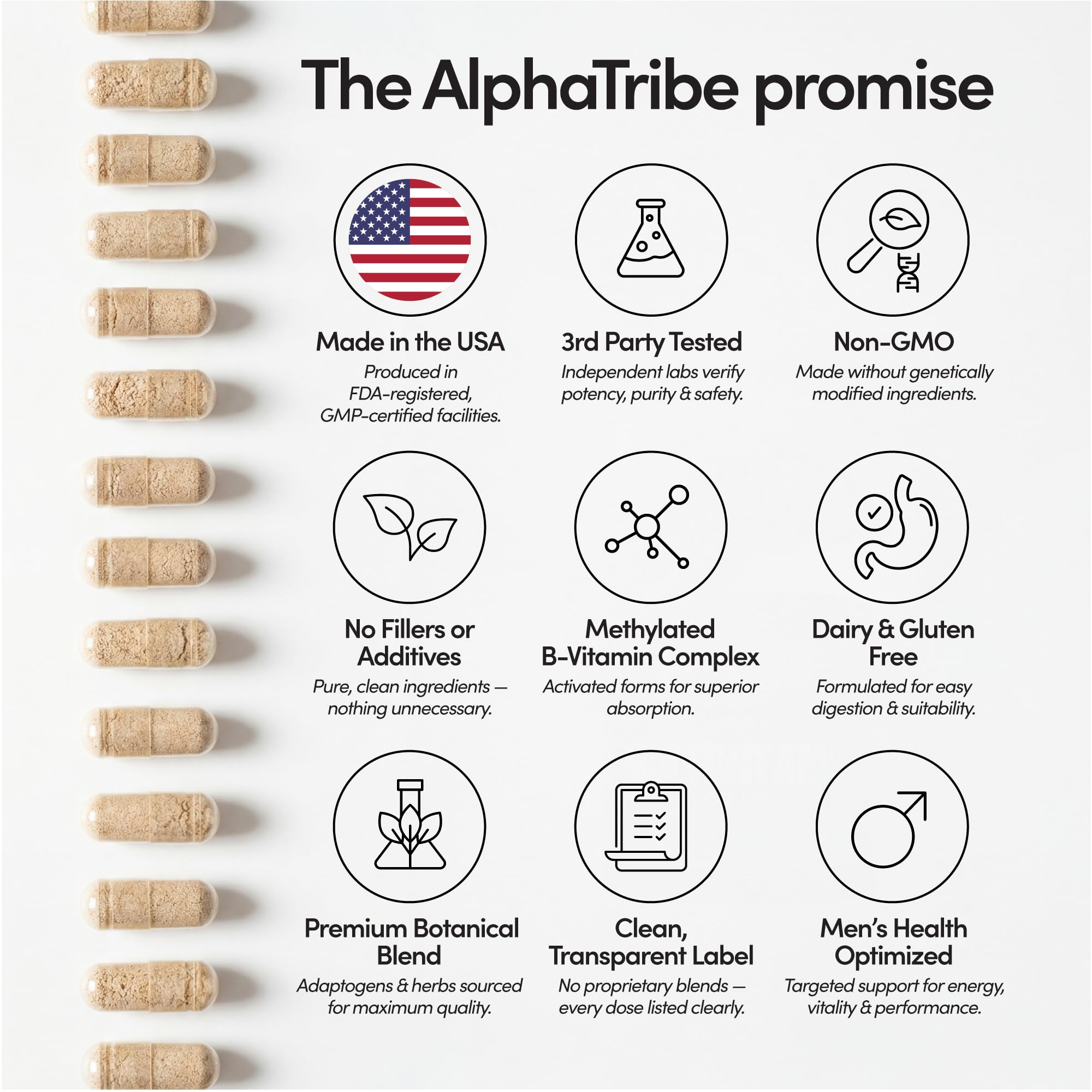 Alpha Tribe Multivitamin for Men & Organizer w/Seamoss Black Seed Oil Ashwagandha Burdock Root Turmeric Bladderwrack Vitamin C | Daily Men's Vitamins & Minerals Supplement | 60 Count Alpha TribeAu supplements
