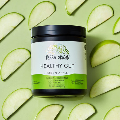 Healthy Gut Green Apple | 30-Servings with L-Glutamine, Zinc, Glucosamine, Slippery Elm Bark, Marshmallow Root and More! TERRA ORIGINUS supplements