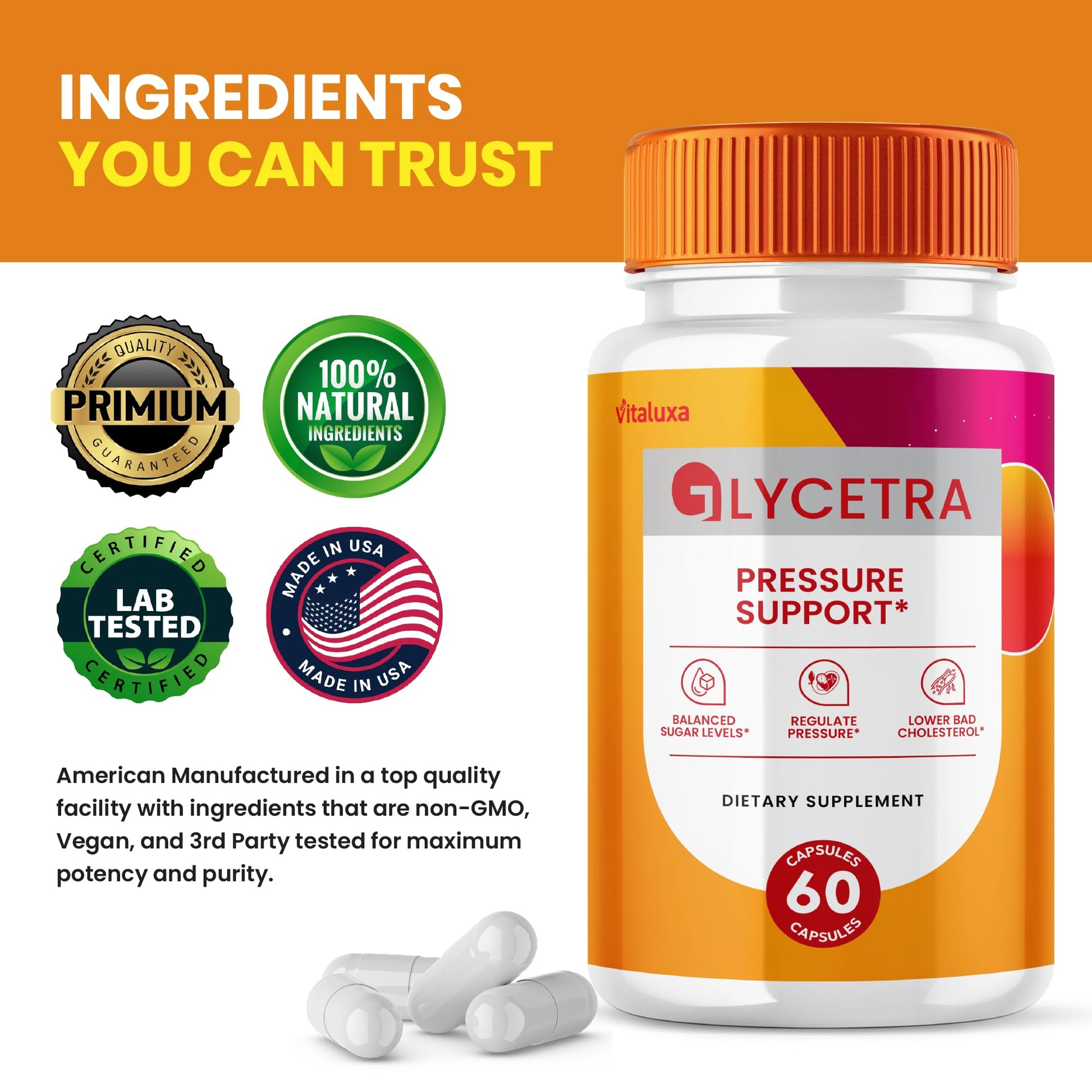 (2 Pack) Glycetra Capsules, Glycetra Blood Support Supplement Advanced Formula Premium Blend All Natural Balance Flow, Glicetra Pills Maximum Strength Glycogen Support Health Wellness Review (120 Ct) VitaluxaAu supplements