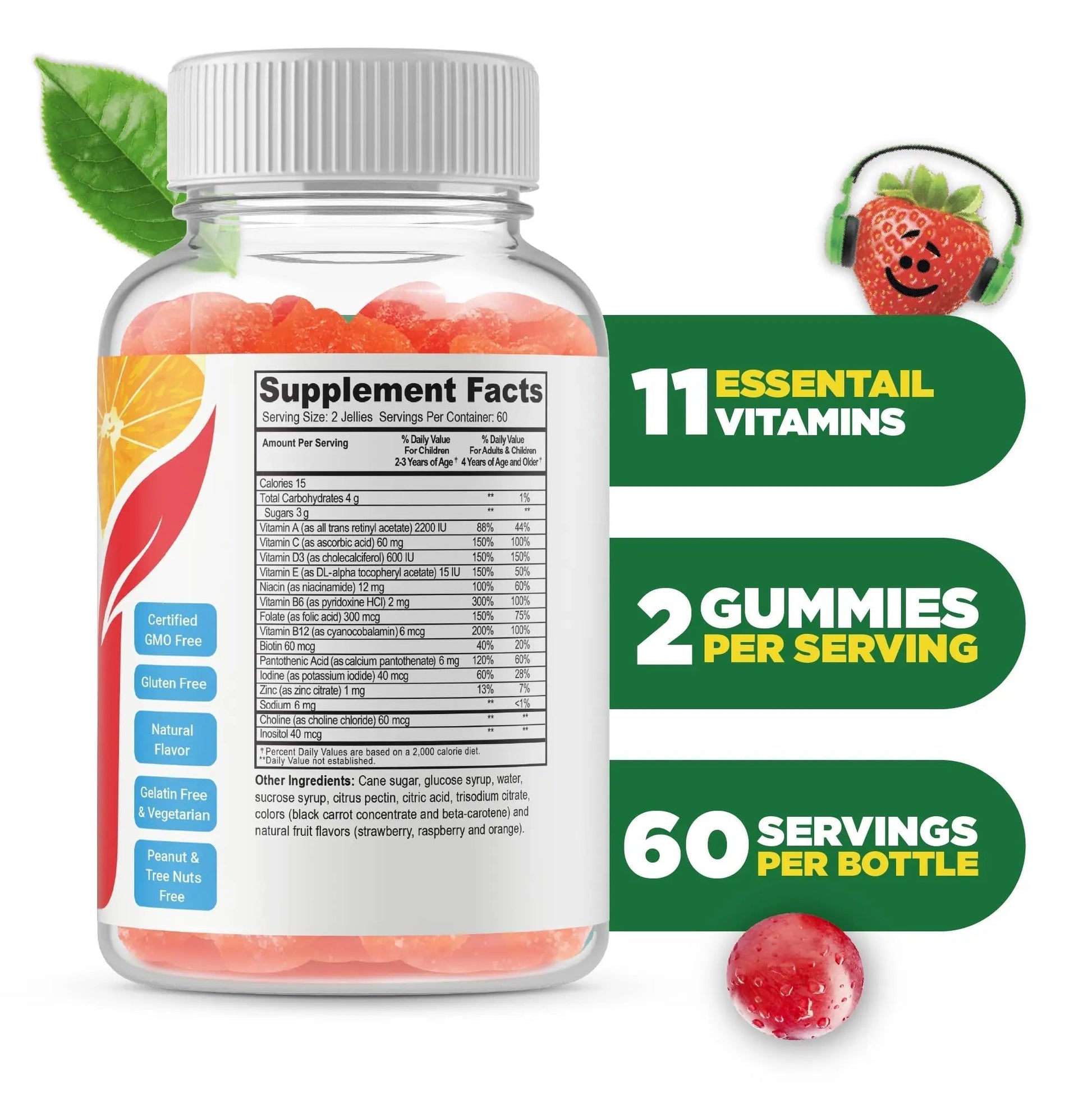 Doctors Finest Multivitamin Gummies for Kids - Vegetarian, GMO-Free & Gluten Free - Great Tasting Fruit Flavors Pectin Chews - 120 Jellies Doctors OrdersAu supplements