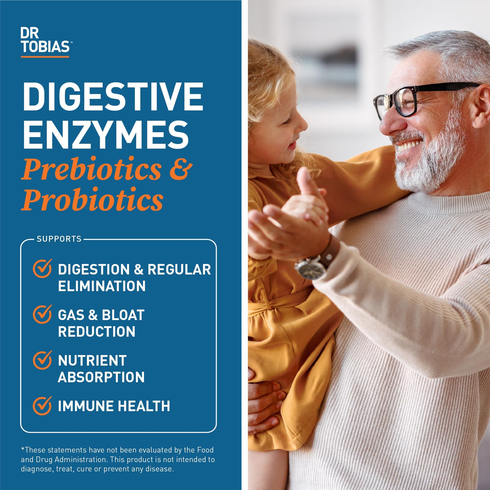 Dr. Tobias Digestive Enzymes with Probiotics, Prebiotics and Postbiotics Bromelain, Amylase, Lipase, for Better Digestion & Immune Function, 60 Capsules, 30 Servings (2 Daily) Dr. TobiasAu supplements