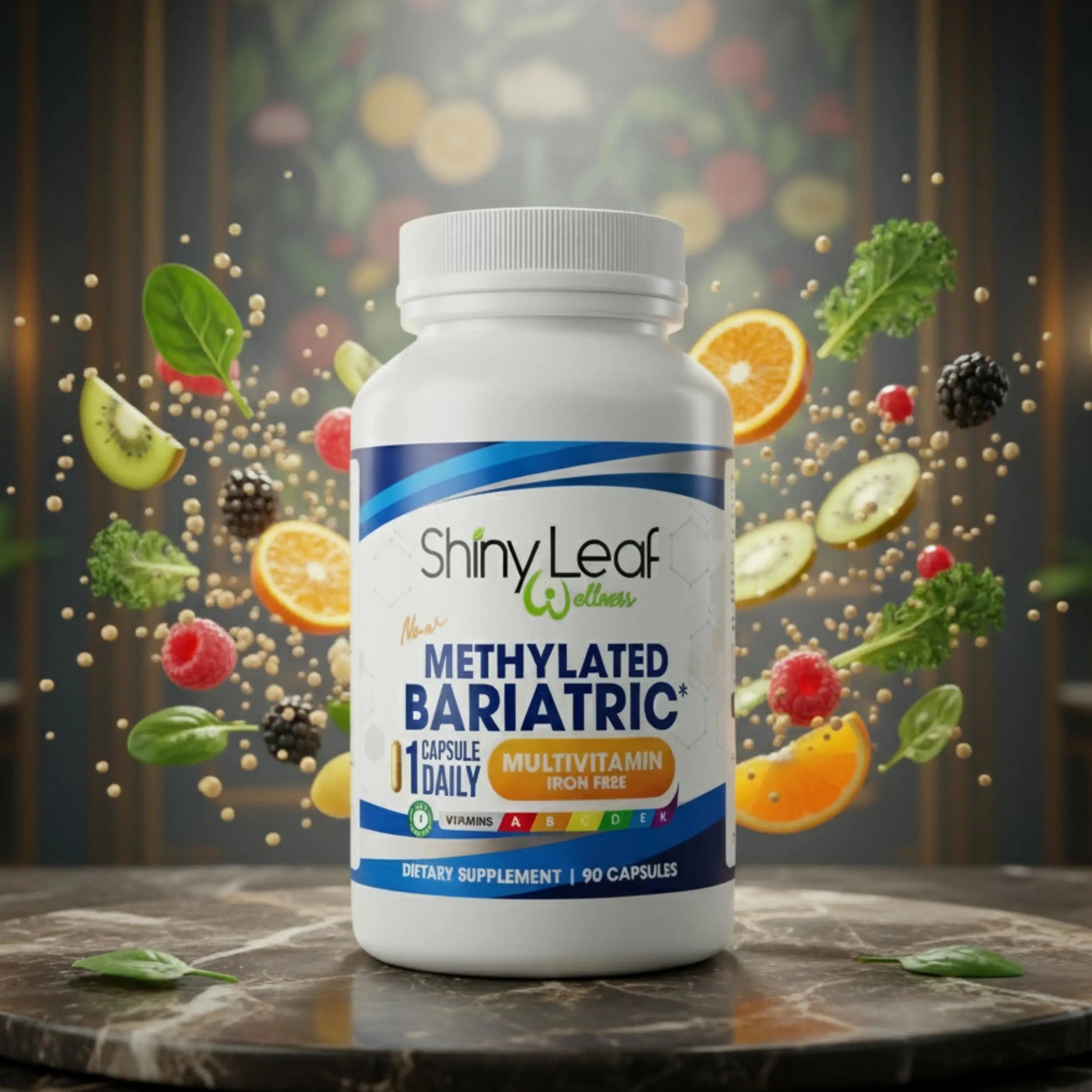 Shiny Leaf Methylated Bariatric Multivitamin Without Iron – Vitamins for Gastric Bypass & Sleeve, 1 Daily Capsule W Methylated Folate, B12, A, C, D, K Shiny LeafAu supplements