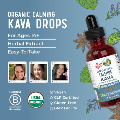 MaryRuth Organics, Herbal Supplement Drop, Calmness & Relaxation, Pack of 1, USDA Kava Root, Sugar/Gluten Free, Support Sleep, Calm & Stress Relief, Vegan, Non-GMO, 30 Servings MARYRUTH'SUS supplements