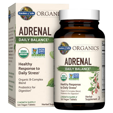 Garden of Life Organics Adrenal Daily Balance, Adaptogenic Herbs Ashwagandha, Holy Basil, B Complex & Probiotics, Organic Non-GMO, Vegan, Gluten Free Supplement, Two Month Supply, 120 Tablets Garden of LifeAu supplements
