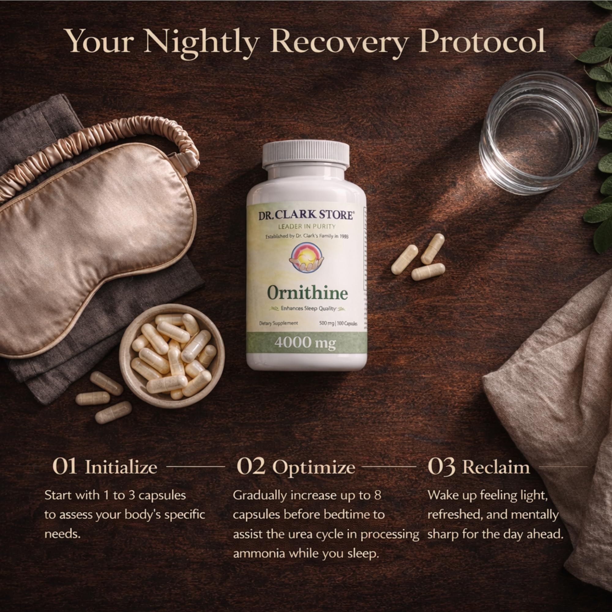 Dr Clark Ornithine Dietary Supplement - Gluten Free, Natural Sleep Aid, Promotes Protein Metabolism, Cleansing and Detoxification, 500mg, 100 Gelatin Capsules Dr Clark StoreAu supplements