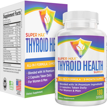 Thyroid Support (3-Month) Supplement All-in-1 with 14 Active Ingredients in 1 Formula | Thyroid Health Support Supplements | Women & Men | 90-Day Bulk Supply | 180 Capsules Elevate Recovery SupplementsAu supplements