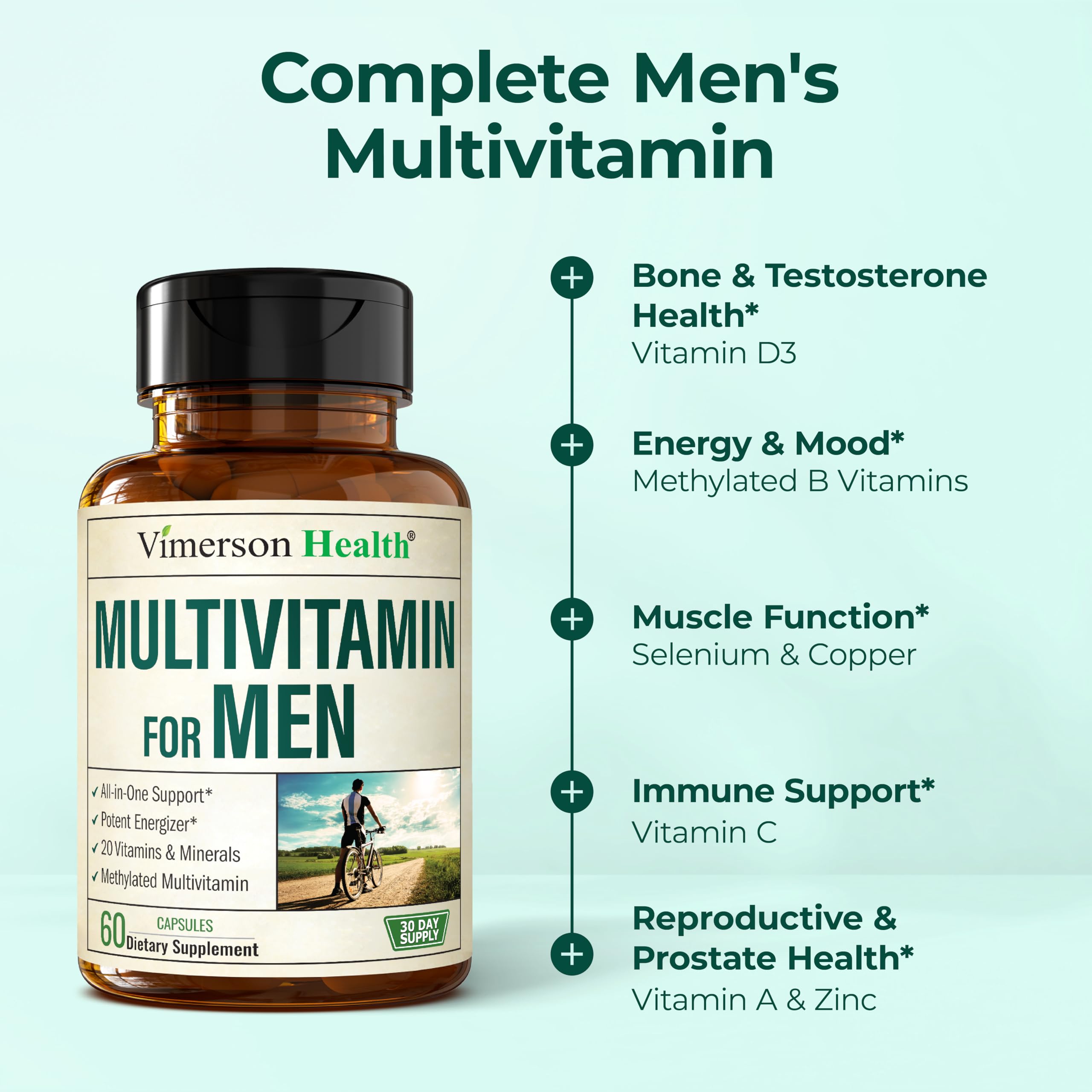 Multivitamin for Men – Methylated Mens Multivitamins & Multiminerals Capsules with Vitamin B12, A, D, C, Zinc, Magnesium & More for Complete Daily Support Vimerson HealthAu supplements