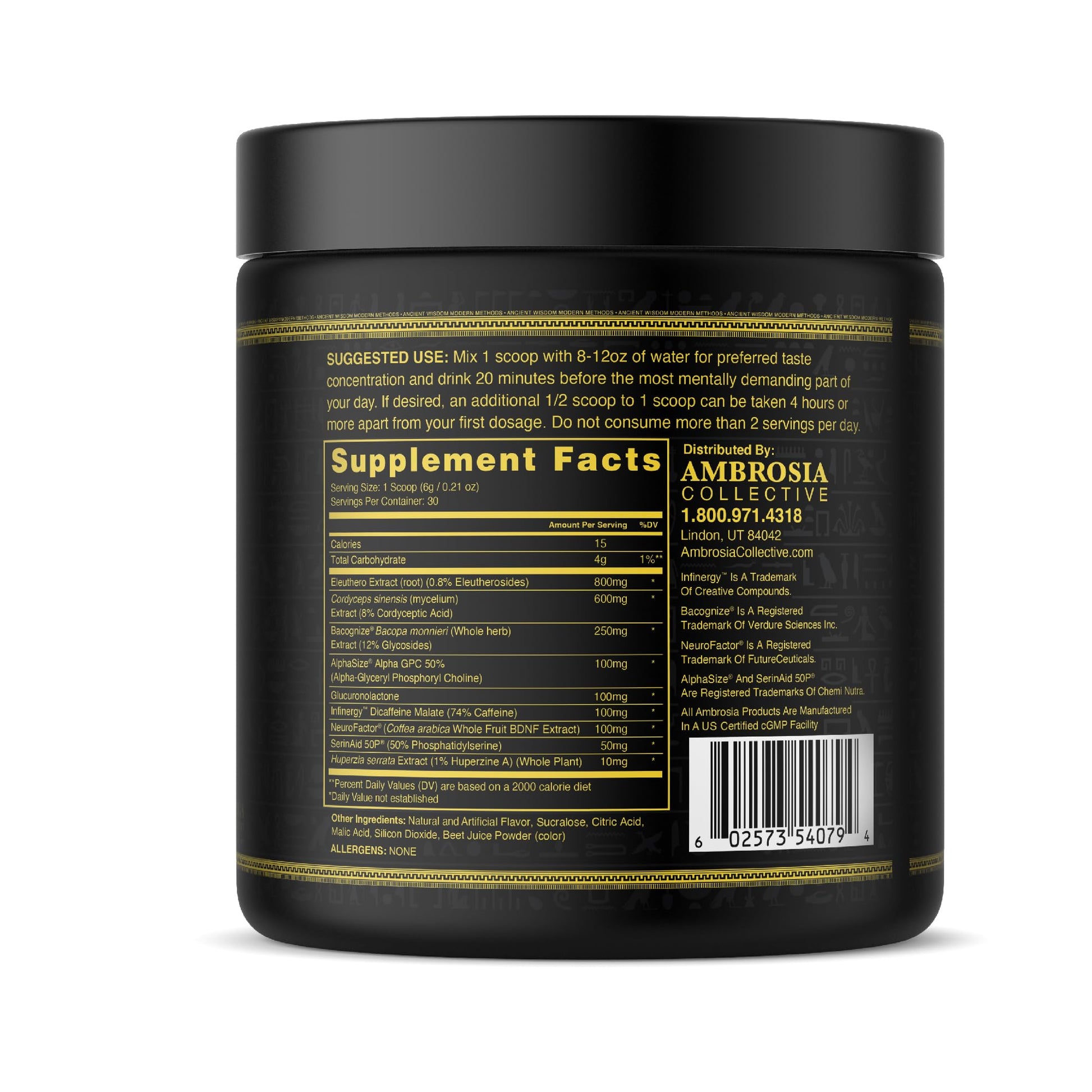 Ambrosia Mental Jewels Nootropic Brain Supplement Powder | Alpha GPC, Bacopa & Phosphatidylserine | Memory, Focus & Concentration Support | 30 Servings | Cherry Limeade AmbrosiaAu supplements
