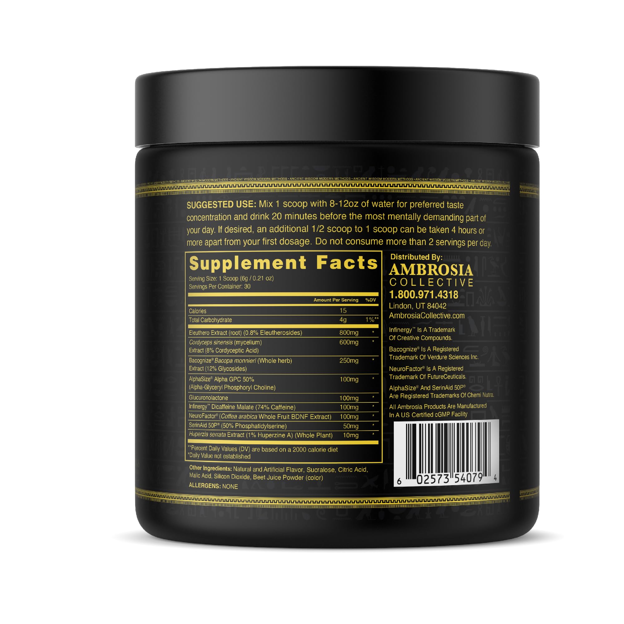 Ambrosia Mental Jewels Nootropic Brain Supplement Powder | Alpha GPC, Bacopa & Phosphatidylserine | Memory, Focus & Concentration Support | 30 Servings | Cherry Limeade AmbrosiaAu supplements