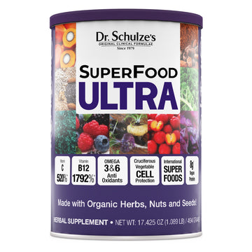 Dr. Schulze's SuperFood Ultra | Organic Super Food Powder | Vitamin B Complex and 520% Vitamin C | May Help Boost Energy & Improve Fitness | Vegan, Non-GMO & Gluten-Free | 17.4 Oz Dr. Schulze'sAu supplements