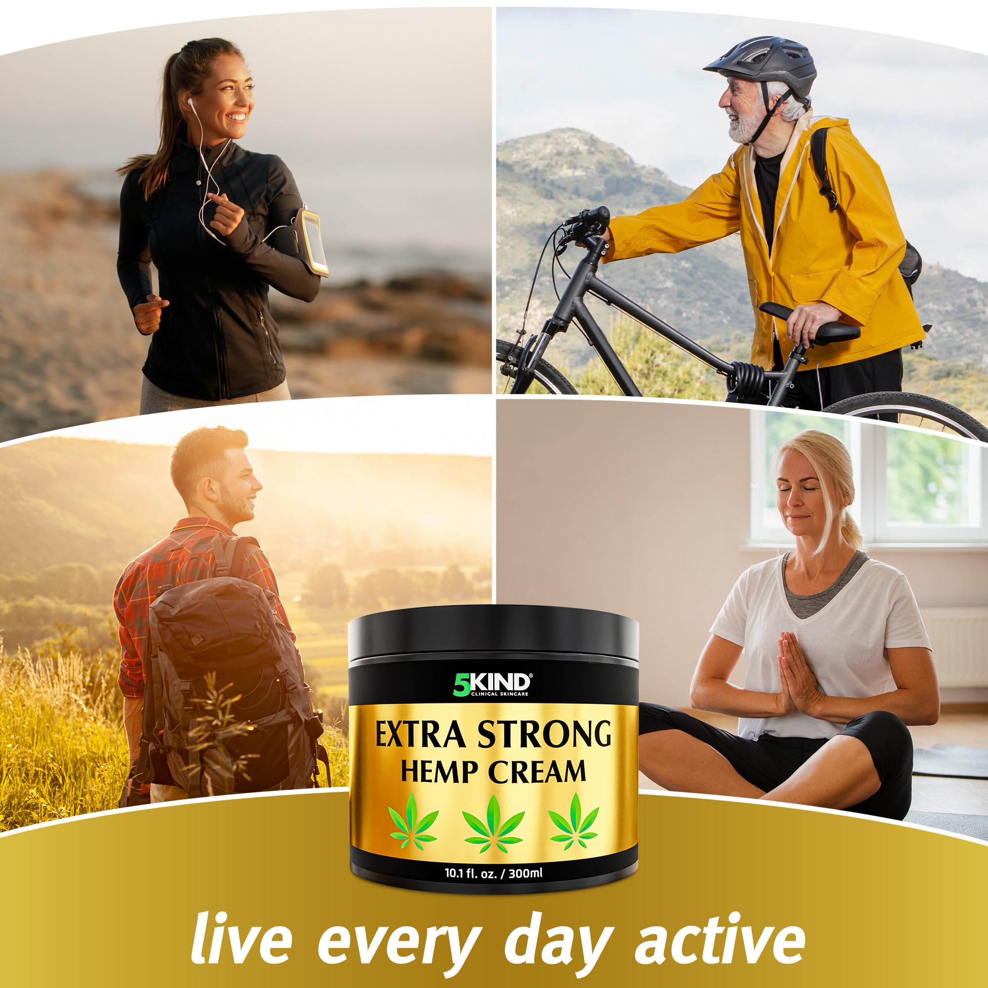 5kind Extra Strong Hemp Cream 10.1 fl oz - Maximum Strength - Natural Topical Cream - Muscle Rub for Lower Back, Joints, Neck, Knees, Shoulders 5kind clinical skincareAu supplements