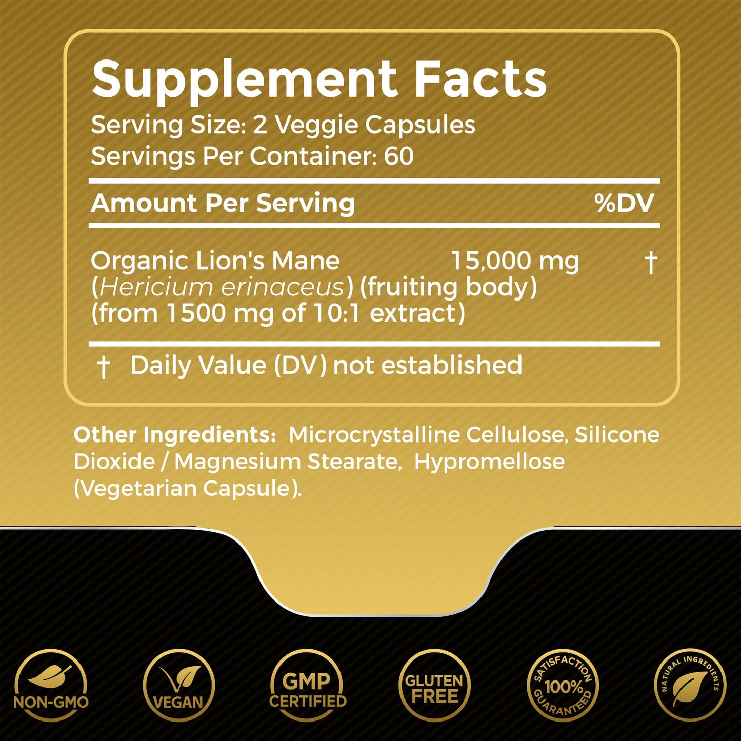 Lions Mane Supplement Capsules - 120 Count - Mushroom Supplement, Brain Supplements WELLNESS LABSRXUS supplements