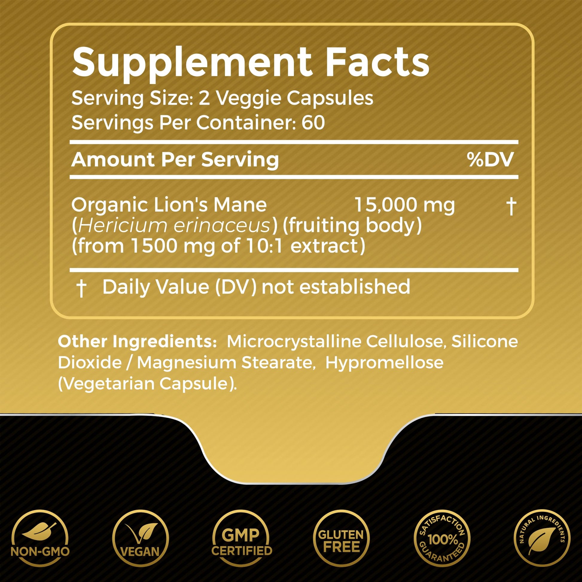 Lions Mane Supplement Capsules - 120 Count - Mushroom Supplement, Brain Supplements WELLNESS LABSRXUS supplements