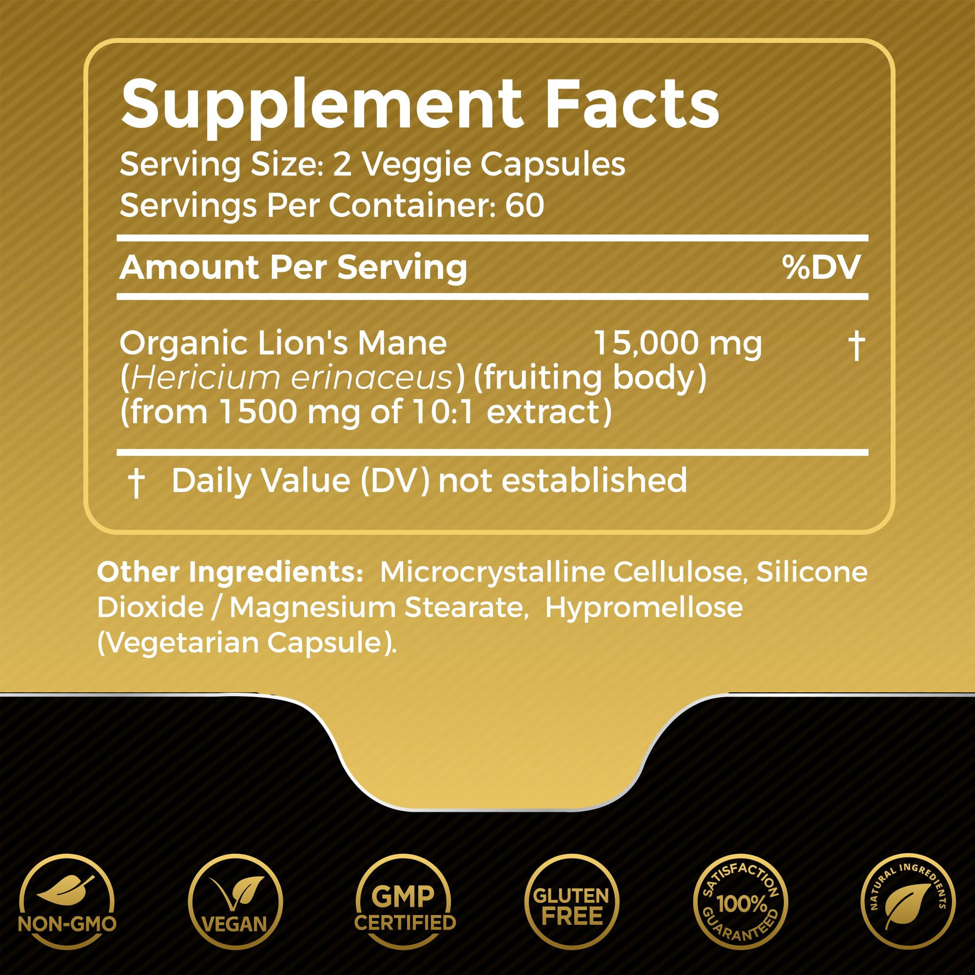 Lions Mane Supplement Capsules - 120 Count - Mushroom Supplement, Brain Supplements WELLNESS LABSRXUS supplements